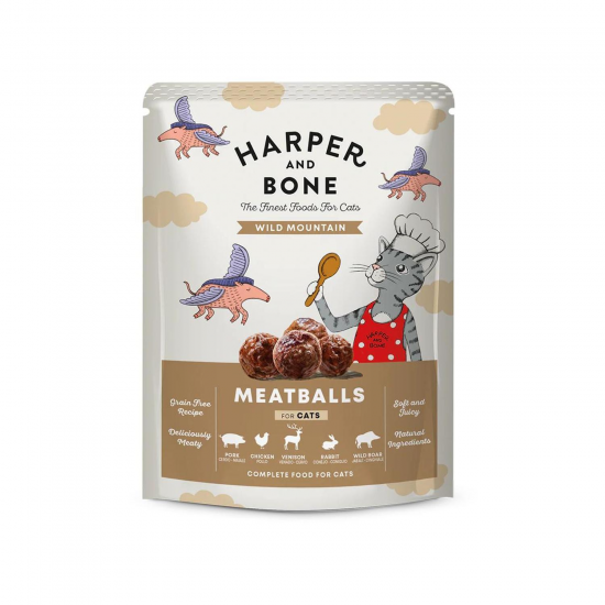 MEATBALLS WILD MOUNTAIN- ΥΓΡΗ ΤΡΟΦΗ ΓΑΤΑΣ - HARPER AND BONE 85gr